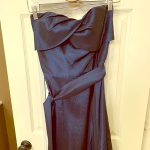 Lovely navy strapless dress with sash